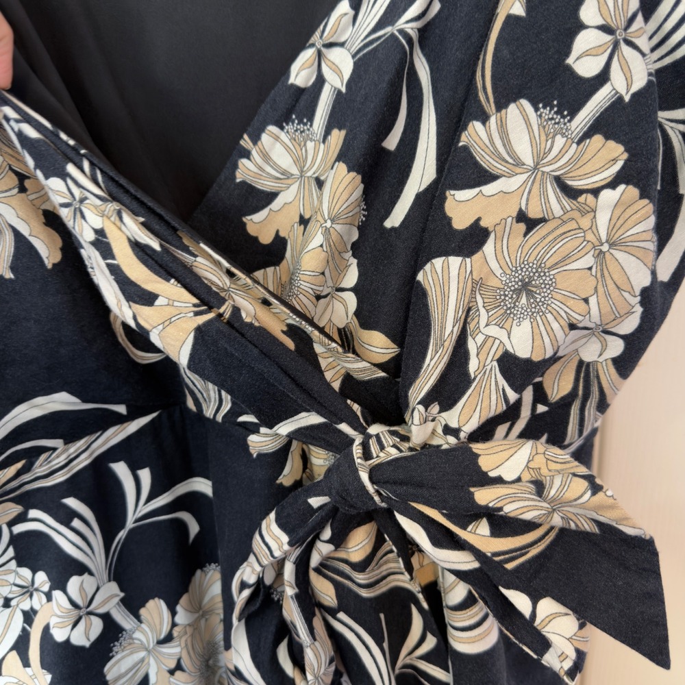Soft Surroundings Midi Floral Tank Dress Size 1X Linen Blend Relaxed Neutral - Picture 3 of 10